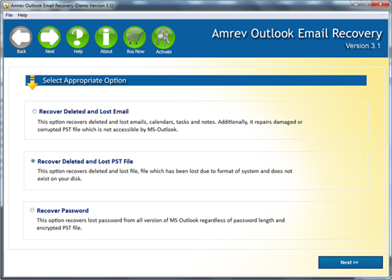 Step 1: Launch Amrev Outlook Email Recovery Software