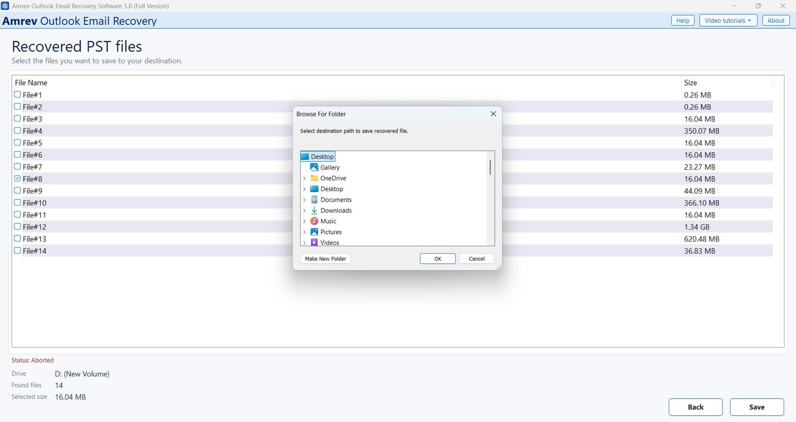 Preview recovered Outlook PST data