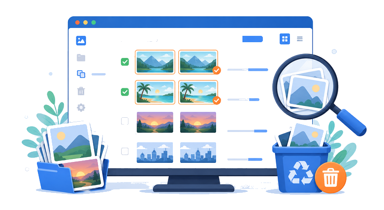 Duplicate photo finder illustration for Windows software