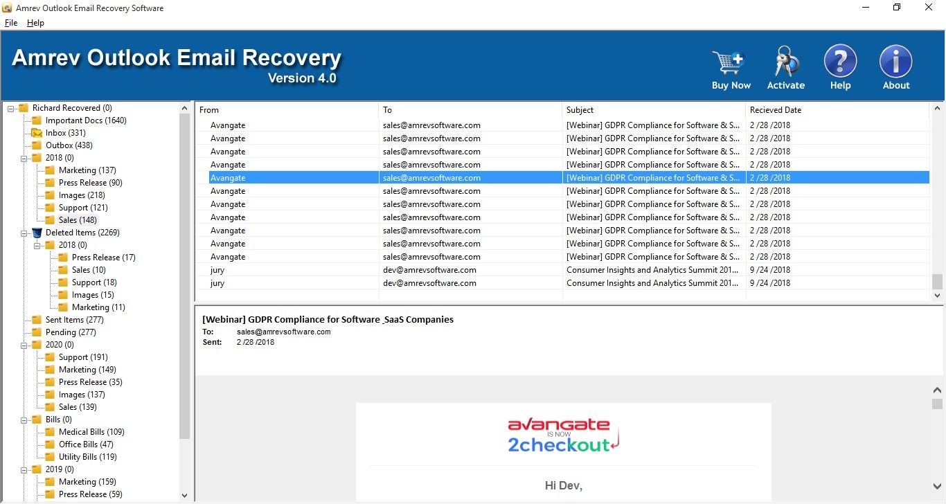 restore damaged outlook file